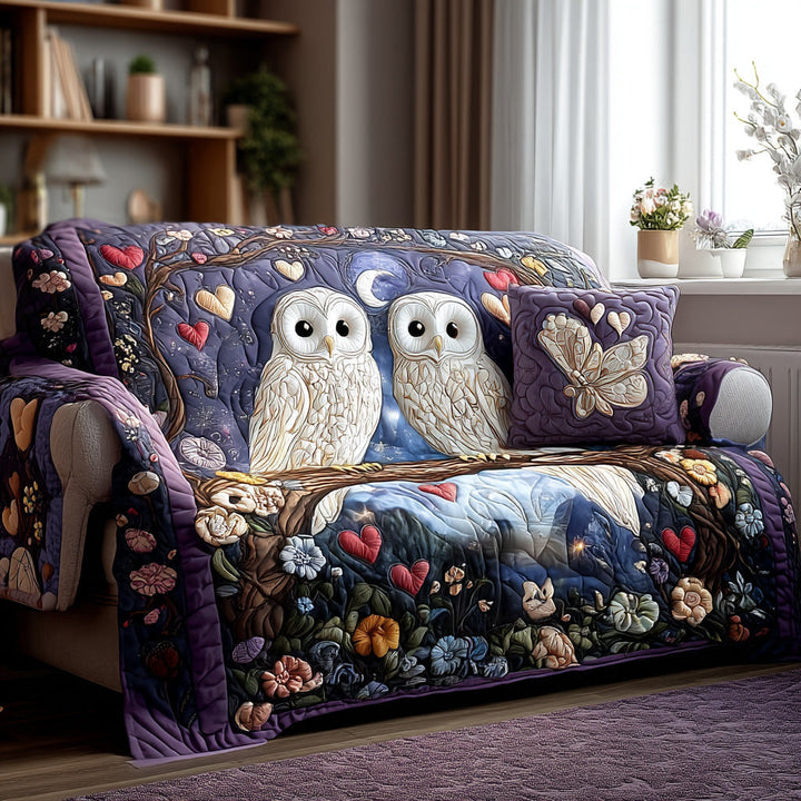 Nightfall Owls Quilted Sofa Cover