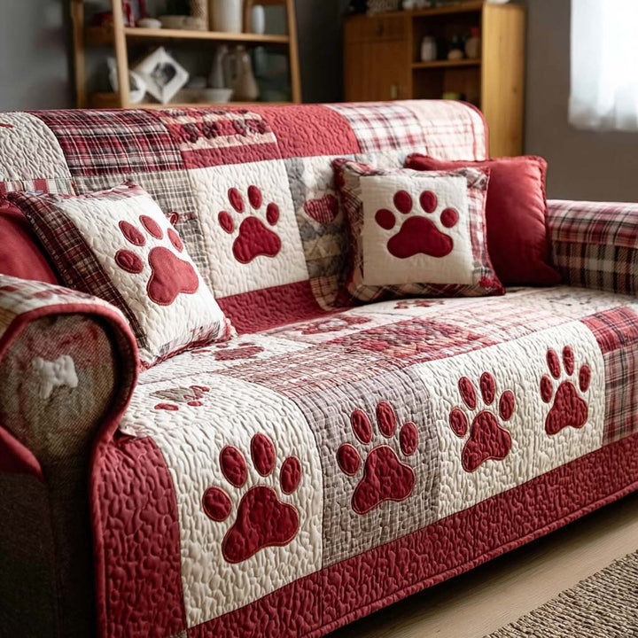 Paws of Love Quilted Sofa Cover