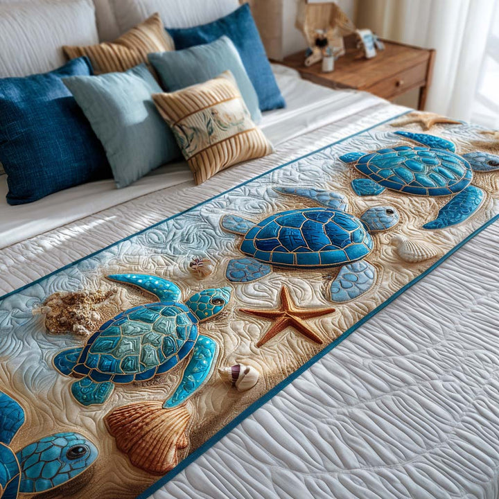 Turtle Quilted Bed Runner