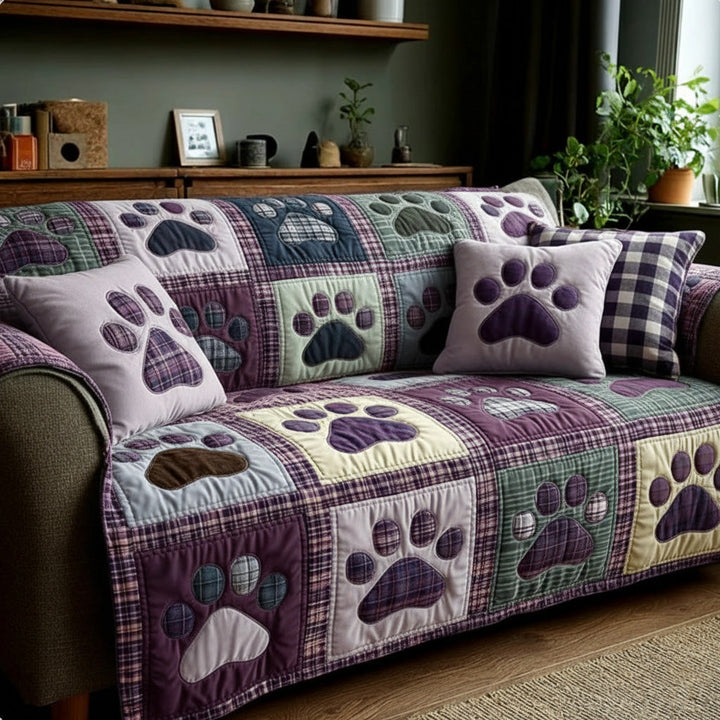 Pet Paw Quilted Sofa Cover
