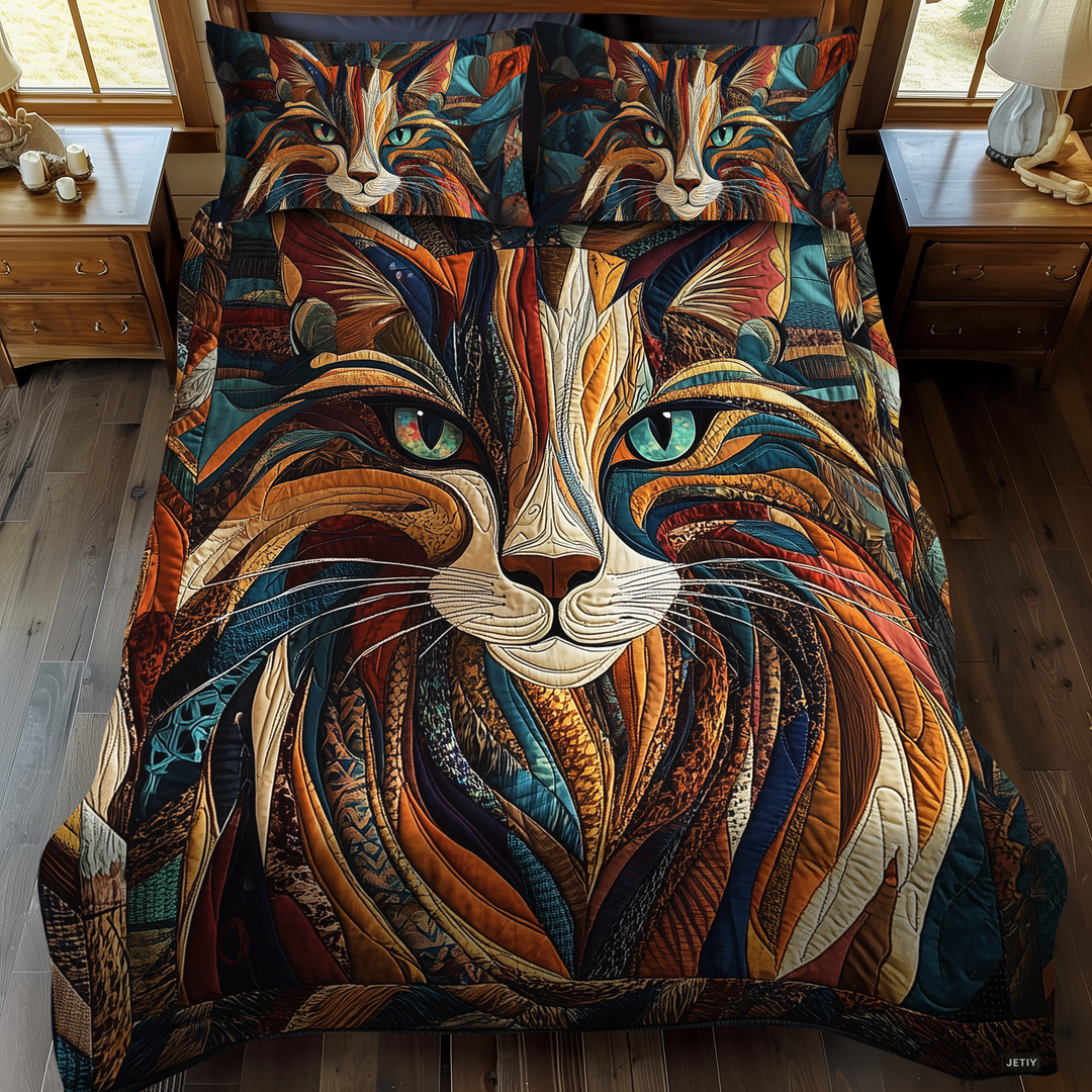 Purrs And Patches 3-Piece Quilted Bedding Set