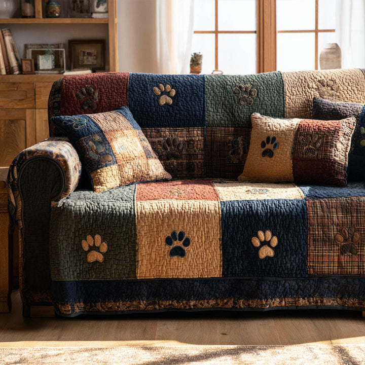 Rustic Paw Quilted Sofa Cover