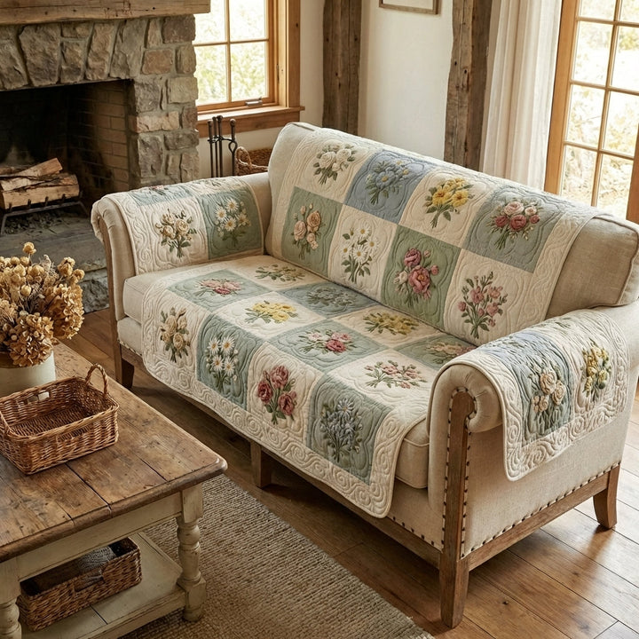 Soft Garden Quilted Sofa Cover