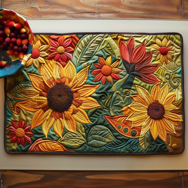 Sunburst Sunflower Quilted Placemat