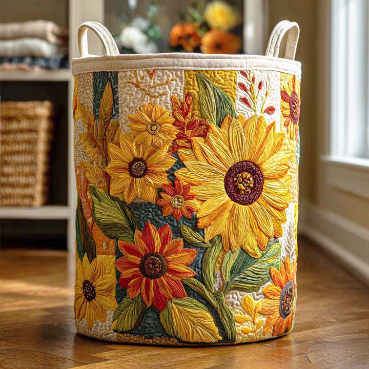 Sunflower Quilted Laundry Basket