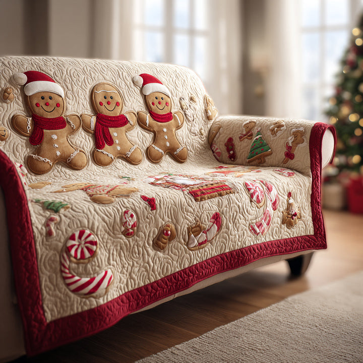 Sweet Gingerbread Man Quilted Sofa Cover