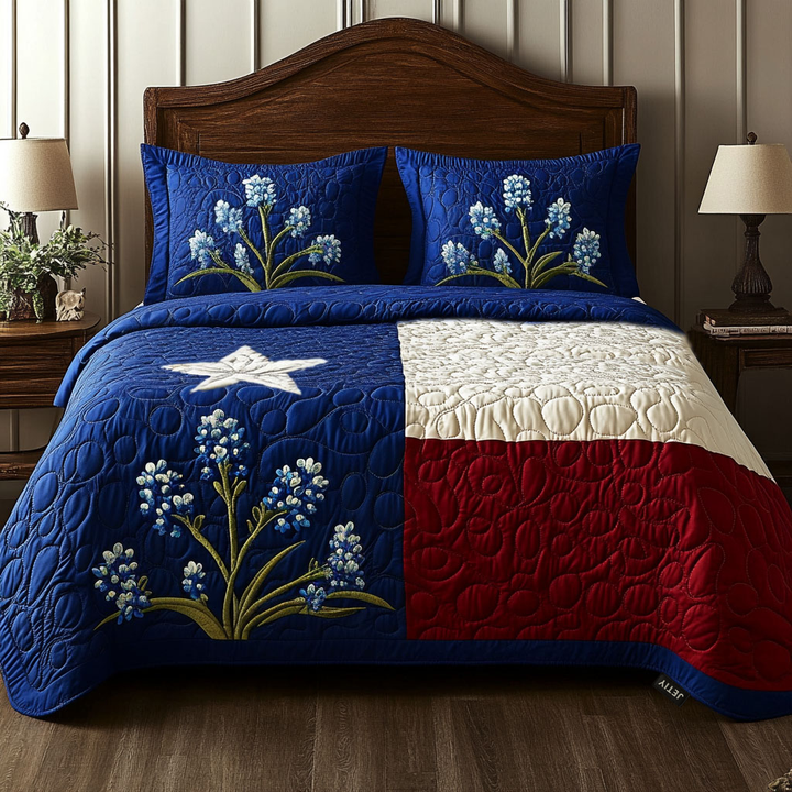 Bluebonnet 3-Piece Quilted Bedding Set