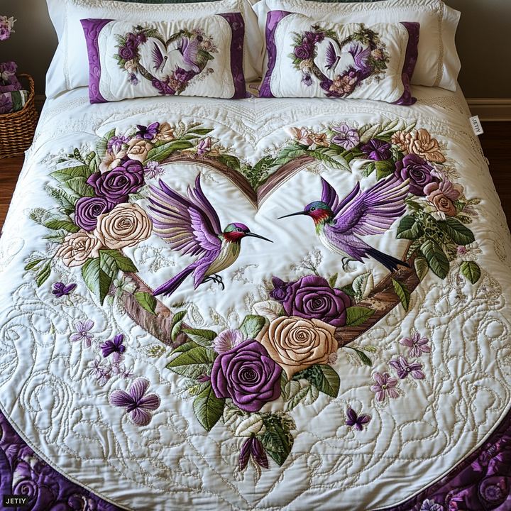 Hummingbird 3-Piece Quilted Bedding Set