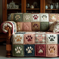 Vintage Garden Paws Quilted Sofa Cover