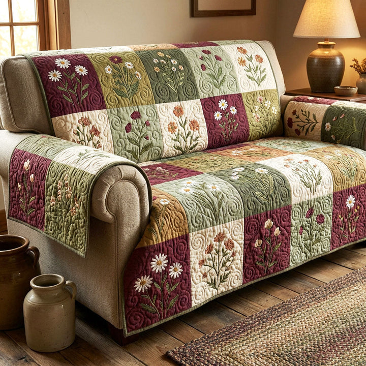 Vintage Patch Meadow Quilted Sofa Cover