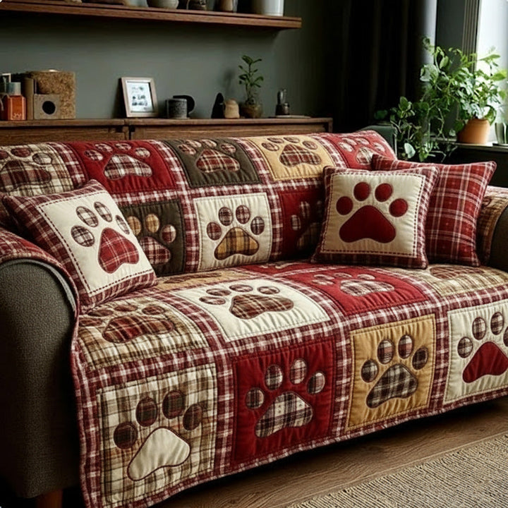 Warm Cabin Love Paw Quilted Sofa Cover