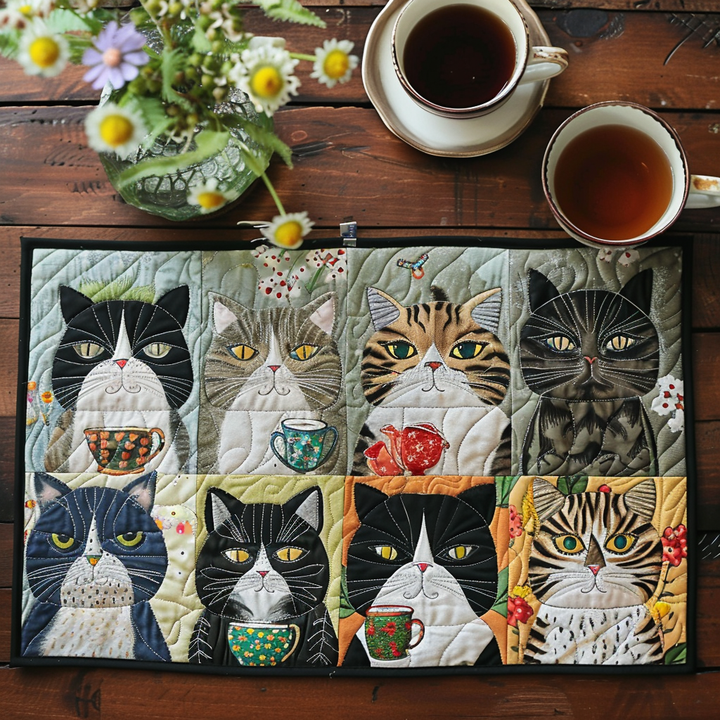 Whisker Cat Wonderland Quilted Placemat