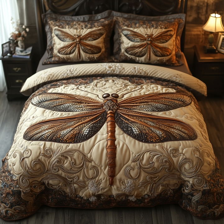 Dragonfly 3-Piece Quilted Bedding Set
