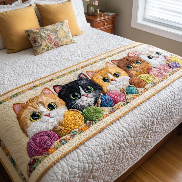 Cat Quilted Bed Runner