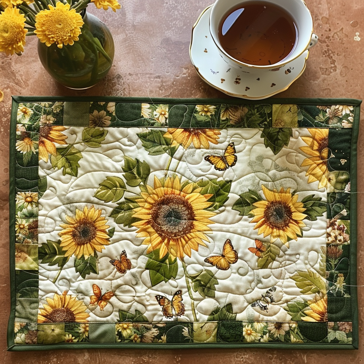 Lemon Glow Sunflower Quilted Placemat