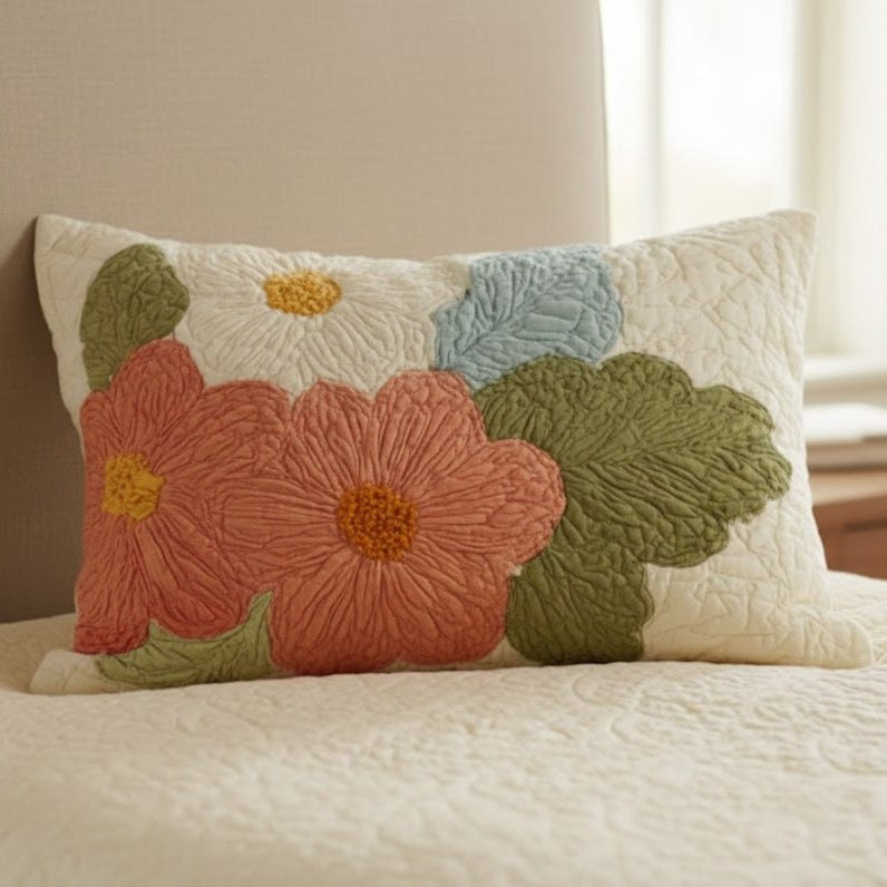 Retro Daisy Patchwork Quilted Bedding Pillow Case